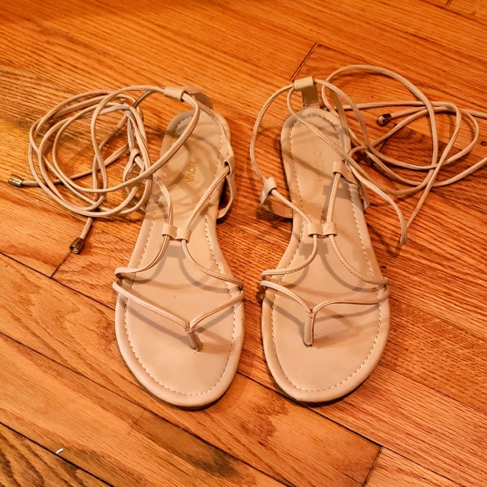 Fashion Nova Nude Lace Up Sandals
